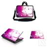10 inch Sleeve Bag Carrying Case w/Handle, Adjustable Shoulder Strap, Matching Skin Sticker & Mouse Pad Compatible with 8" 9" 10.2" Lenovo, Dell, HP, MacBook Pro, MacBook Air - Pink Heart view 1