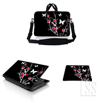 10 inch Sleeve Bag Carrying Case w/Handle, Adjustable Shoulder Strap, Matching Skin Sticker & Mouse Pad Compatible with 8" 9" 10.2" HP - Zebra Print