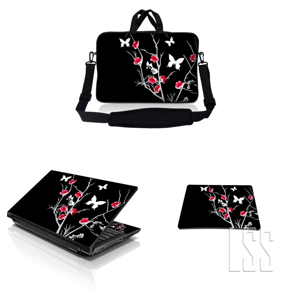 10 inch Sleeve Bag Carrying Case w/Handle, Adjustable Shoulder Strap, Matching Skin Sticker & Mouse Pad Compatible with 8" 9" 10.2" HP - Zebra Print