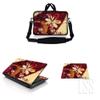 10 inch Sleeve Bag Carrying Case w/Handle, Adjustable Shoulder Strap, Matching Skin Sticker & Mouse Pad Compatible with 8" 9" 10.2" HP - Gold Flower Floral view 1