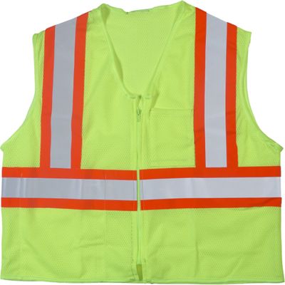 Mutual Industries ANSI Class 2 High-Visibility Safety Vest with Reflective Striping, Orange Mesh, Model 16376-0-1