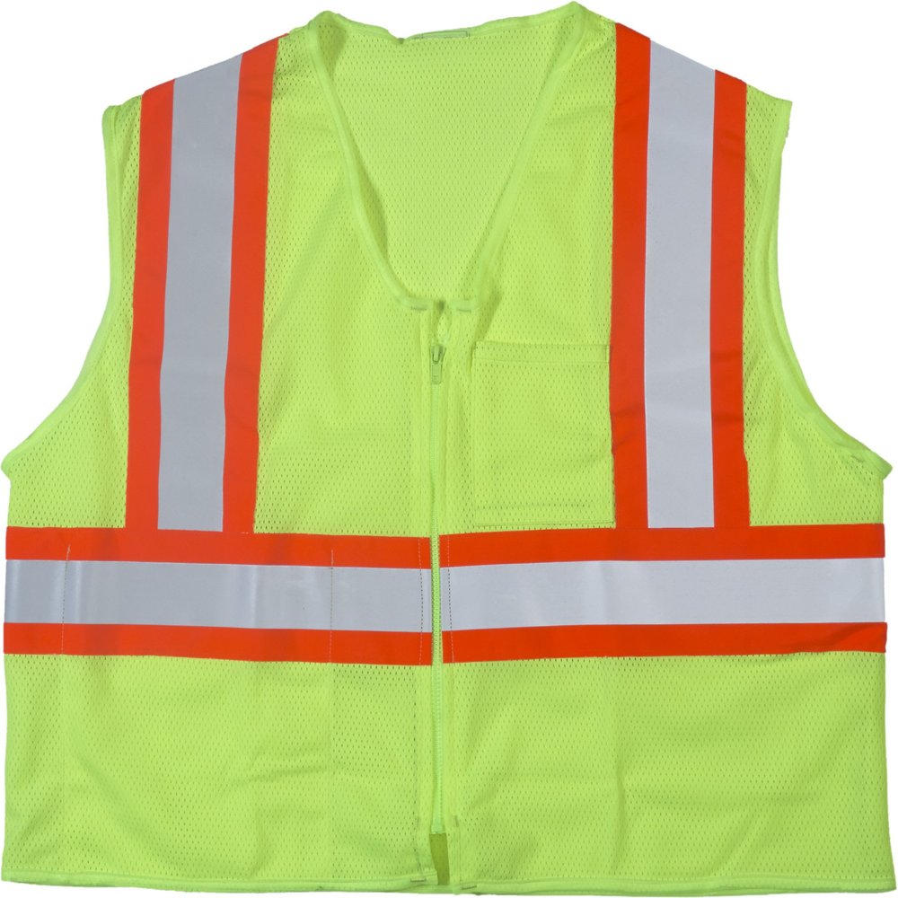 Mutual Industries ANSI Class 2 High-Visibility Safety Vest with Reflective Striping, Orange Mesh, Model 16376-0-1