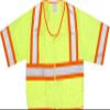 Mutual Industries High Visibility ANSI Class 3 Solid Vest with Pocket and 4" Orange/Silver/Orange Reflective Tape, X-Large, Lime view 1