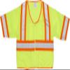 Mutual Industries High Visibility ANSI Class 3 Mesh Vest with 4" Orange/Silver/Orange Reflective Tape, X-Large, Lime view 1