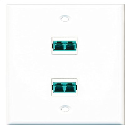 RiteAV - 2 Port LC Fiber 10GB Duplex Wall Plate - White