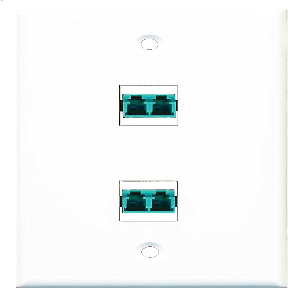 RiteAV - 2 Port LC Fiber 10GB Duplex Wall Plate - White