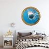 24" Port Scape Instant 3D Window Wall Sticker Great White Shark Attack Silver Porthole Wall Decal Ocean Under Water Sea Life Fish Kids Bedroom Playroom Wall Art Room Decor Removable Fabric Vinyl view 2