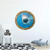 24" Port Scape Instant 3D Window Wall Sticker Great White Shark Attack Silver Porthole Wall Decal Ocean Under Water Sea Life Fish Kids Bedroom Playroom Wall Art Room Decor Removable Fabric Vinyl view 3