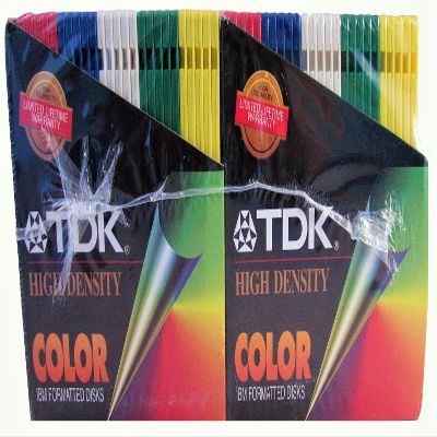 TDK High Density Color IBM Formatted Disks, 50 Disk
