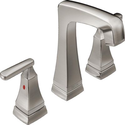 Delta Ashlyn Brushed Nickel Bathroom Faucet 3 Hole, 8 Inch Widespread Bathroom Sink Faucet for Vanity, Metal Push-Pop Drain Assembly, Stainless 3564-SSMPU-DST
