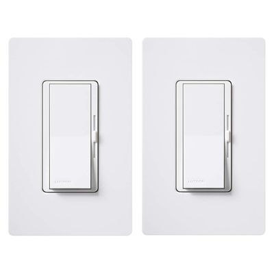 Lutron Diva LED+ Dimmer Light Switch for Dimmable LED, Halogen, and Incandescent Bulbs, 150 Watt, Single-Pole or 3-Way, DVWCL-153PH-2-WH, White (2-Pack) with Wallplate