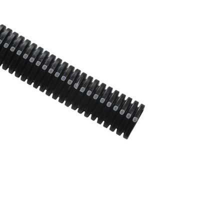 HellermannTyton CTN10STD Convoluted Tubing, Slit, 1" Dia, PA6, Black w/Gray Stripe, 300ft/Carton