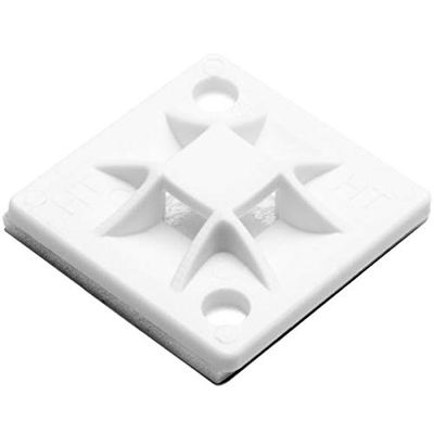 HellermannTyton 151-10904 Q Mount with Adhesive, 0.79" x 0.79" x 0.17", 4 Way Entry for Q18 Thru Q30 Ties, PA66, White, 100/bag