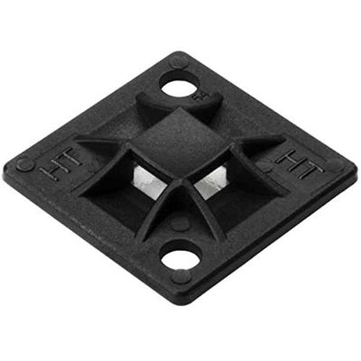 HellermannTyton 151-10914 Q Mount with Adhesive, 0.79" x 0.79" x 0.17", 4 Way Entry for Q18 Thru Q30 Ties, PA66, Black, 100/bag