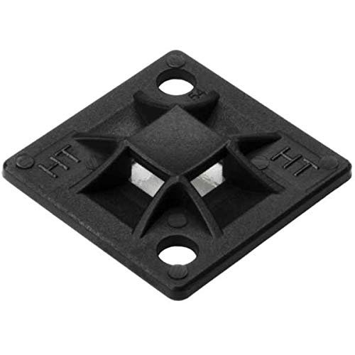 HellermannTyton 151-10914 Q Mount with Adhesive, 0.79" x 0.79" x 0.17", 4 Way Entry for Q18 Thru Q30 Ties, PA66, Black, 100/bag
