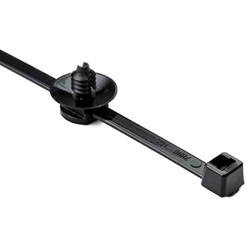 HellermannTyton 156-00025 Fir Tree with Tie, 8.0" Long, Mounting Hole Diameter .17"-.20", PA66HS, Black, 500/pkg