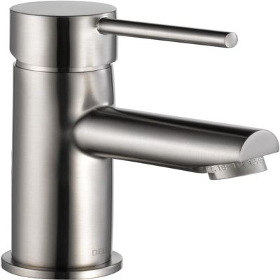 Delta Faucet Modern Single Hole Bathroom Faucet Brushed Nickel, Single Handle Bathroom Faucet, Drain Assembly, Stainless 559LF-SSPP