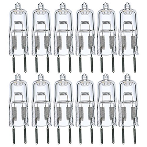 KOR G4 Base Halogen Light Bulbs, 20W 12V T3 JC Bi-Pin, 2900K, 12 Pack