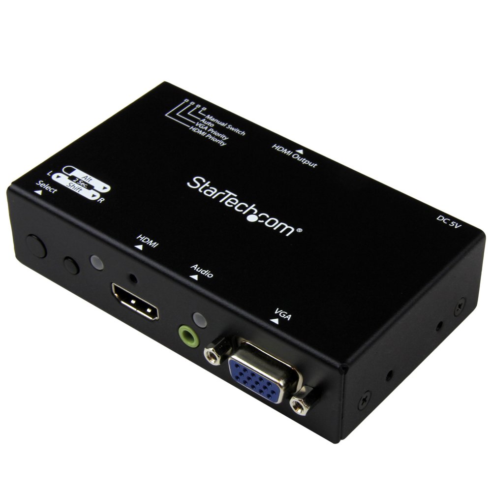 StarTech.com 2x1 VGA + HDMI to HDMI Switch / Selector Box - 1080p Multi Video Input Automatic Switcher - 2 Computers In 1 Monitor Out, TAA (VS221VGA2HD)