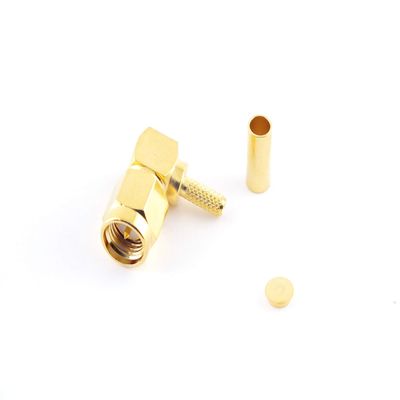 W5SWL Brand Premium Series SMA Male Gold Crimp Right Angle Coax Connector fits RG-174 and LMR100 Type Cable 2-Pack