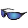 Crews Reaper Regular Safety Glasses With Black Polycarbonate Frame, Blue Diamond Mirror Polycarbonate Duramass Anti-Scratch Lens And Gray Temple Sleeve And Removable Foam Gasket view 1