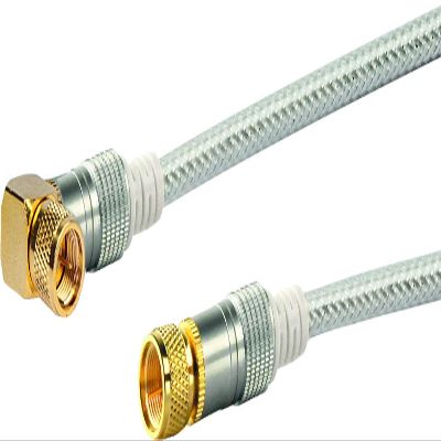 Schwaiger Sat-Winkelanschlusskabel (3 M, 90F Plug to F Plug, 110dB 4Fold Gold Rdelmutter transparent