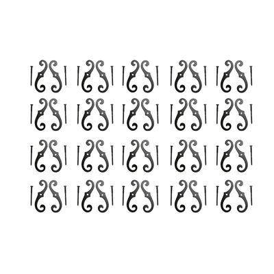 Renovators Supply Manufacturing Black Shutter Dogs 6.5" S Shaped Cast Aluminum Shutter Dogs With Mounting Hardware Pack Of 20