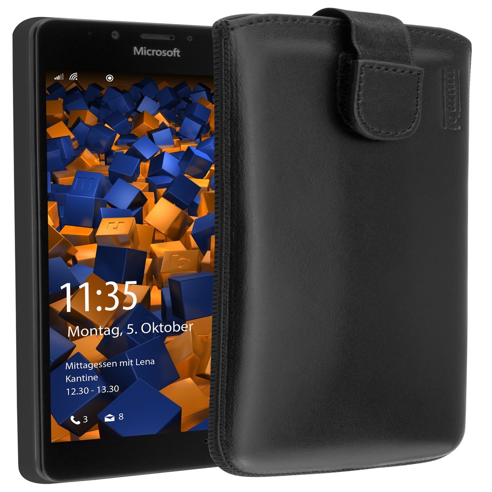 mumbi Protective Phone Case with Flap and Pull-Up Strap for for Microsoft Lumia 950