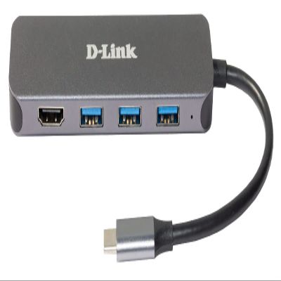 D-Link DUB-2333 5-in-1 USB-C Hub with Power Delivery (PD 60W), 4K HDMI, 3 USB 3.0 Ports for Windows, macOS Computers, Chromebooks, iPad Pro, Laptops, Desktops