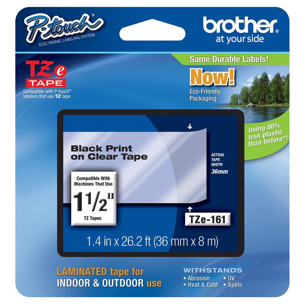 Brother TZe-161 Thermal Label - 1.42" Width x 26.25 ft Length - 1 / Each - Rectangle - Thermal Transfer - Clear