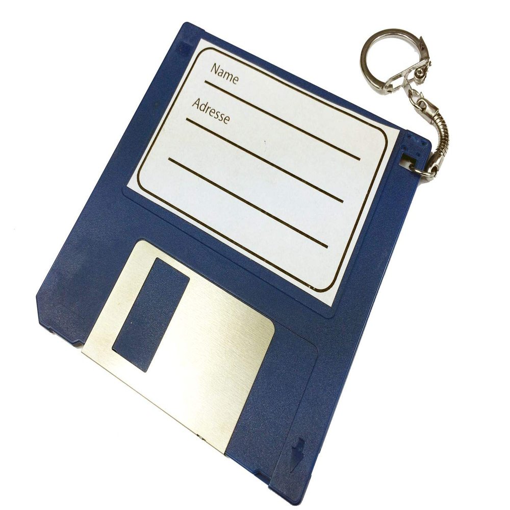 Miniblings Bag Tag Adress ID Holder Floppy Disc Retro Vintage Blue Computer Pc Nerd