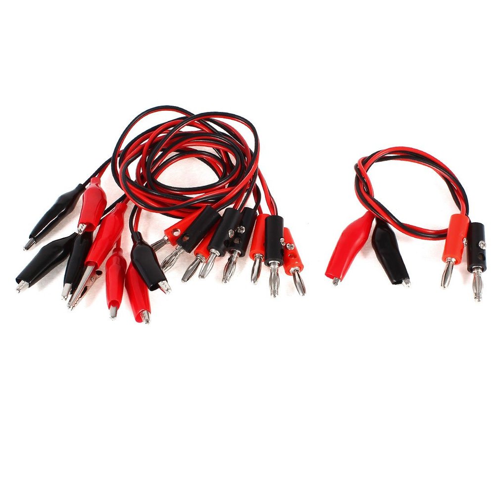 uxcell 5 Pairs Dual Alligator Clip to Banana Connector Probe Cable Test Lead 55cm 22" Long