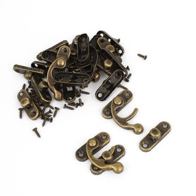 uxcell a14082700ux0095 Right Latch Hook Antique Wood Box Hasp Catch Decor, Bronze Tone, 20-Piece
