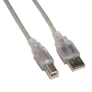 10Ft A-Male to B-Male USB2.0 Cable Clear