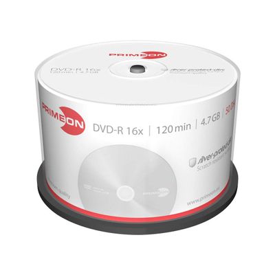 Primeon DVD-R 4.7GB/120Min/16x Cakebox (50 Disc), 2761204 ((50 Disc) Silver-Protect-disc Surface)