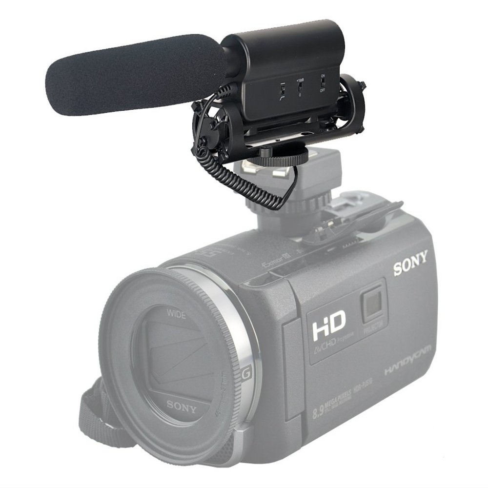 Shotgun Microphone (Stereo) with Windscreen & Dead Cat Muff for Sony Cyber-Shot DSC-HX400 (w/Multi-Interface Adapter)