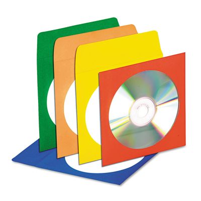 Innovera 39404 CD/DVD Envelopes with Clear Window Assorted Colors 50/Pack