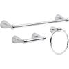 Foundations Bath Hardware Set in Chrome with Towel Ring Toilet Paper Holder and 18 in. Towel Bar view 1