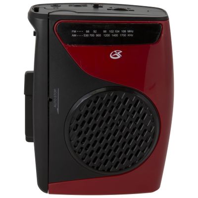GPX Portable Cassette Player, Compatible With Headphone, 3.54 x 1.57 x 4.72 Inches, Requires 2 AA Batteries - Not Included, Red/Black (CAS337B) Black/Red