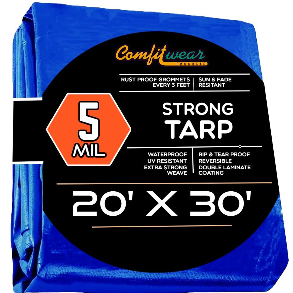 20' x 30' Blue Poly Tarp Cover, Water Proof Tent Shelter Camping RV Boat Tarpaulin