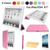 4 in 1 for Apple iPad 4 iPad 3 iPad 2 Sleep Wake up function Ultra thin Smart Leather Case Screen Guard Stylus Pen Cloth Set Pink view 2