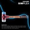 Halder Simplex Mallet 40mm Dual Faces, TPE-Soft & TPE-Mid Inserts, Cast Iron Housing with Protection Sleeve, Hickory Handle, Stone, Masonry & Assembly 3013.040 view 2