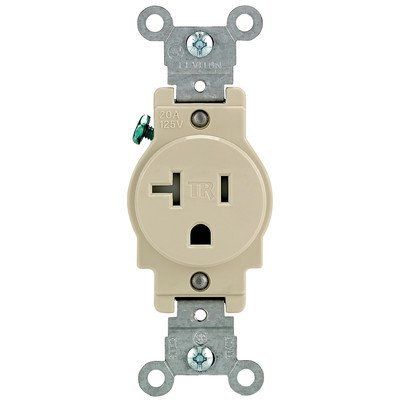 Leviton R51-T5020-0IS 20 Amp Ivory Single Power Temper Resistant Outlet