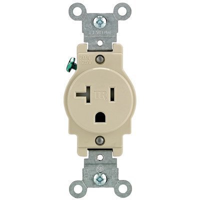 Leviton R51-T5020-0IS 20 Amp Ivory Single Power Temper Resistant Outlet