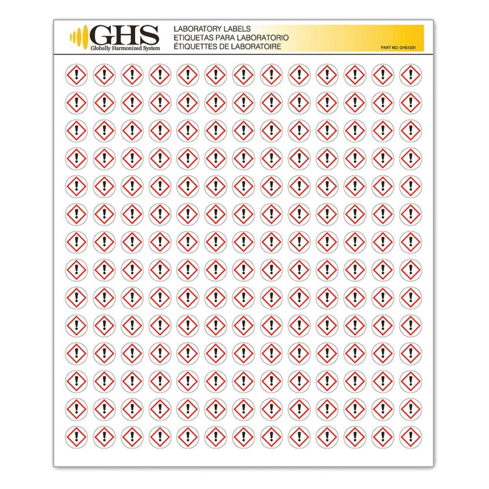 GHS/HazCom 2012: Hazard Class Pictogram Label, Exclamation Mark, 1/2" each (Pack of 1820)