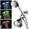 Dream Spa All Chrome 3-way LED Shower Head Combo with Air Jet LED Turbo Pressure-Boost Nozzle Technology. Color of LED lights changes automatically according to water temperature view 2