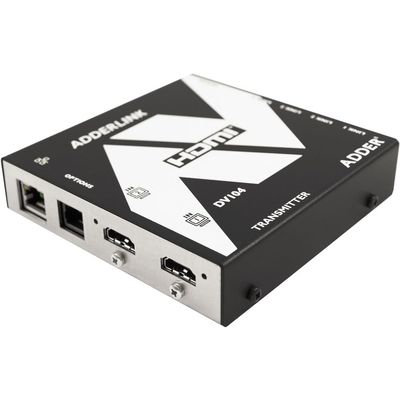 Adder ADDERLink DV104T; High Performance Digital Video Extender and Splitter; WUXGA (1920 x 1200), 1080p, 720p, or 480p; HTTP (RFC 2617); 2 x HDMI type A, 4 x RJ45 LINK outputs, 1 x 10/100 Mb/s