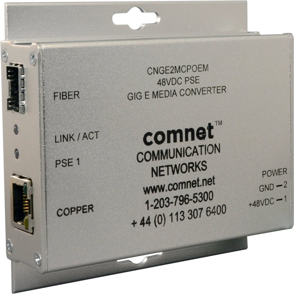 10/100/1000 Mbps Ethernet 2 Port Media Converter + PoE