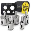 Drilax Diamond Drill Bit Set for Tile Glass Porcelain Granite, 5 Pc Hole Saw Kit with Guide and Case, 3/4 to 1-3/4 Inch Sizes, Clean Cuts for Faucet Drain Planter Holes view 1