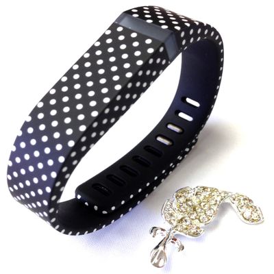 1pc Large Black with White Dots Spots Color Band Compatible with Fitbit FLEX Only With Metal Clasp Replacement/No tracker